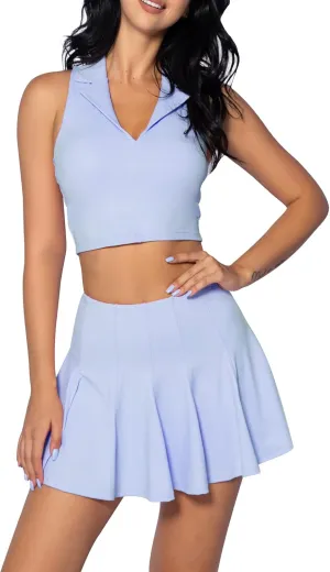 2 Piece Tennis Dress for Women Pleated Tennis Skirt Sleeveless Racerback Padded Crop Top Golf Workout Outfits