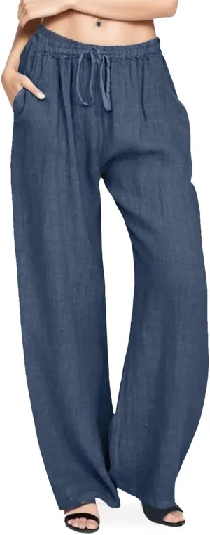 2025 Summer Linen Pants Women High Waisted Lightweight Casual Pants Solid Loose Straight Leg Trousers with Pockets