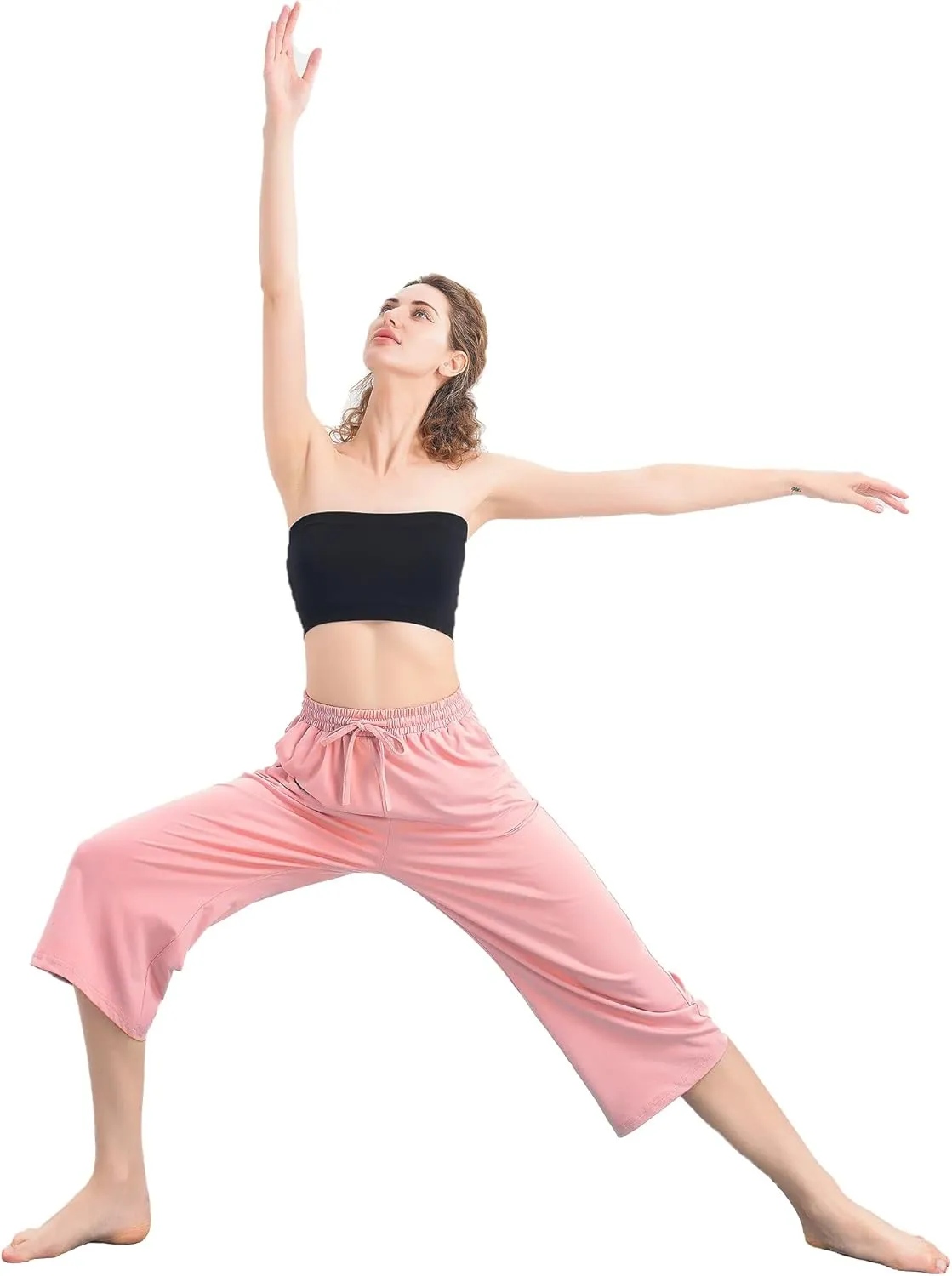 3 PACK Womens Capri Pants Loose Yoga Pants Wide Leg Drawstring Comfy Lounge Pajama Capris Loose Sweatpants with Pocket