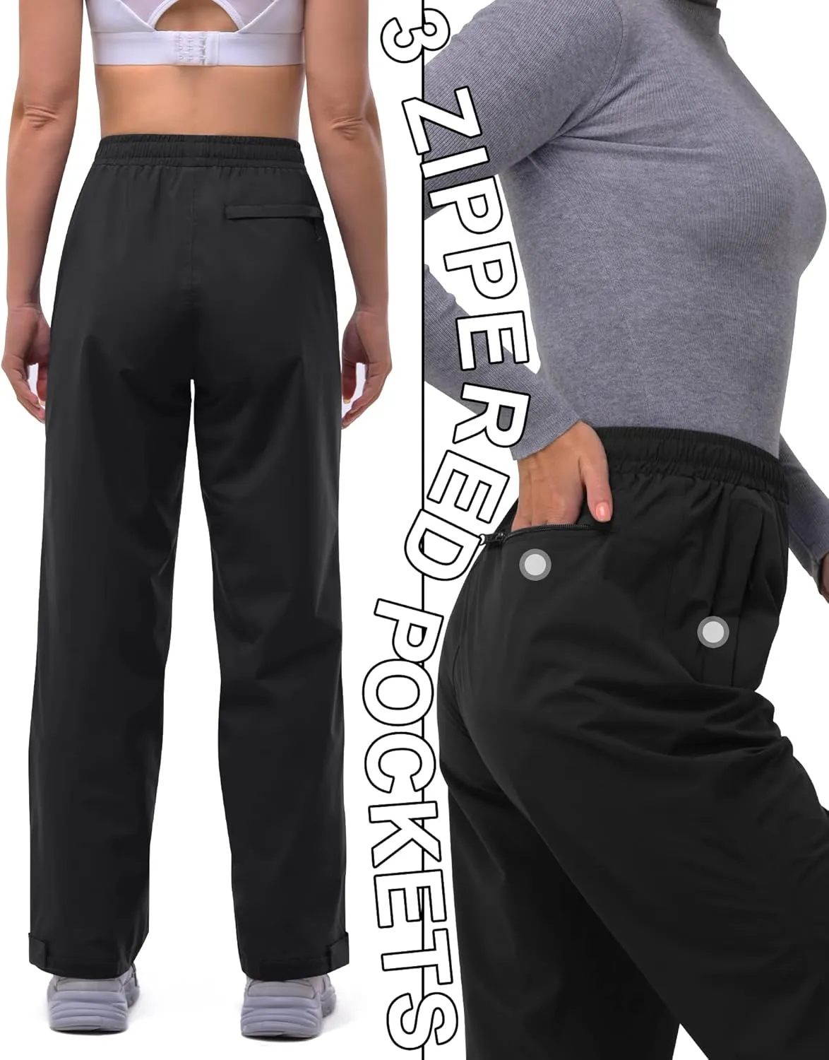 33,000ft Women's Rain Pants Lightweight Breathable Waterproof Pants Windproof Overall Pant for Hiking, cyclin, Golf, Outdoor