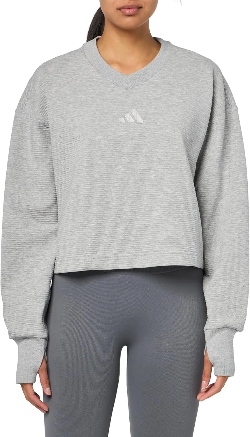 adidas Women's All Szn Ribbed V-Neck Sweatshirt