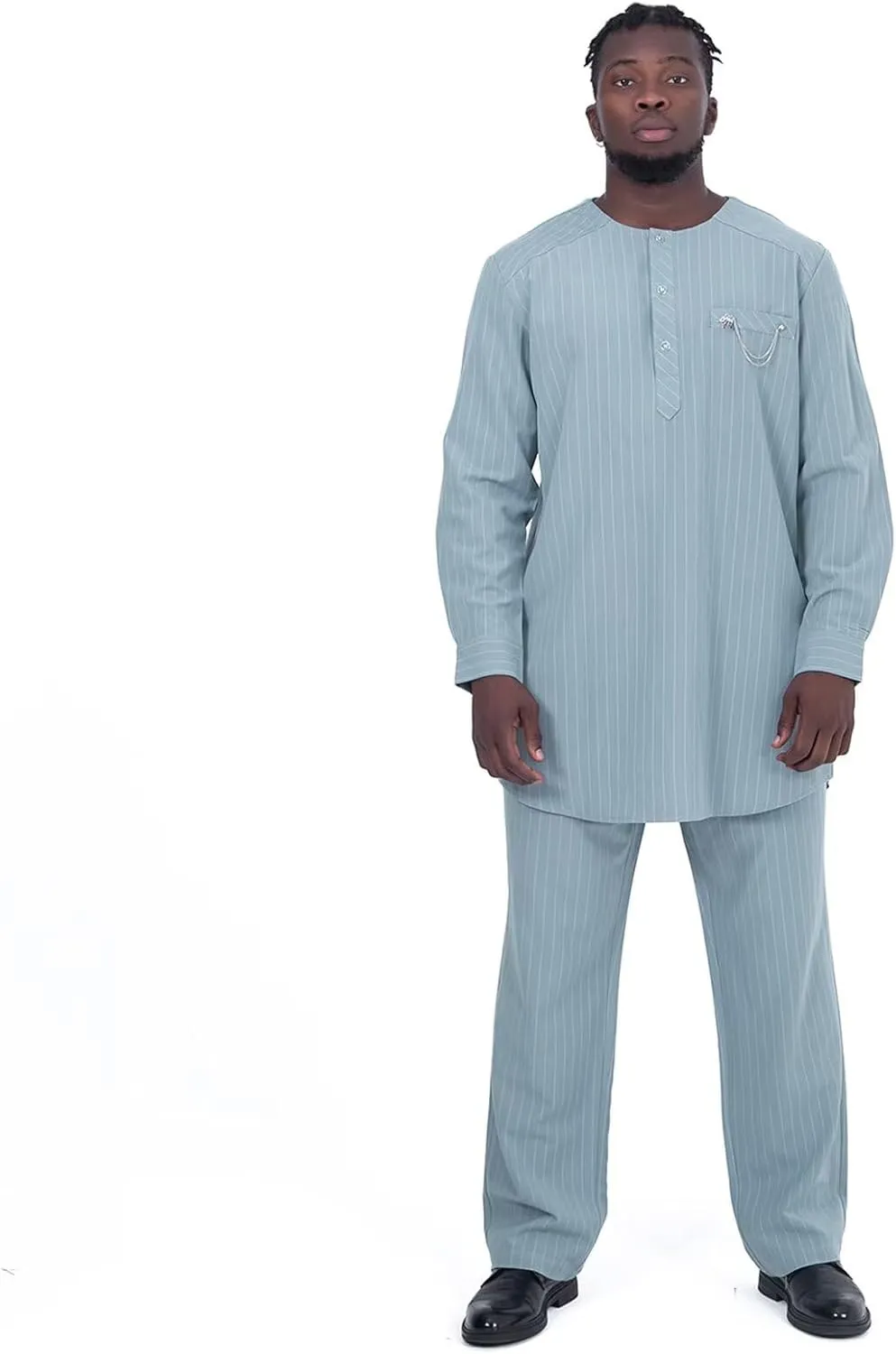 African Suit for Men Traditional Stripe Blazer and Pants 2 Piece Set Business Formal Dress Suit Party Wedding Evening