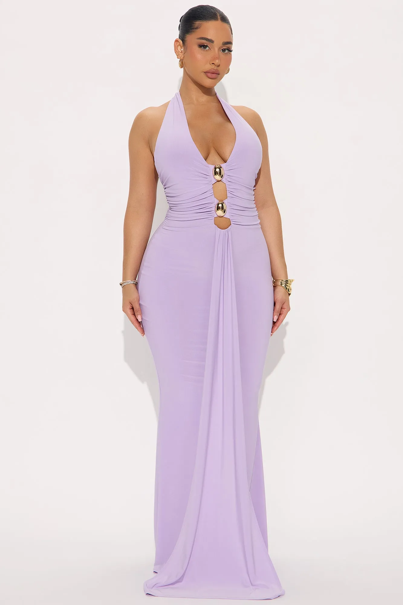 Alaia Draped Halter Maxi Dress - Lilac