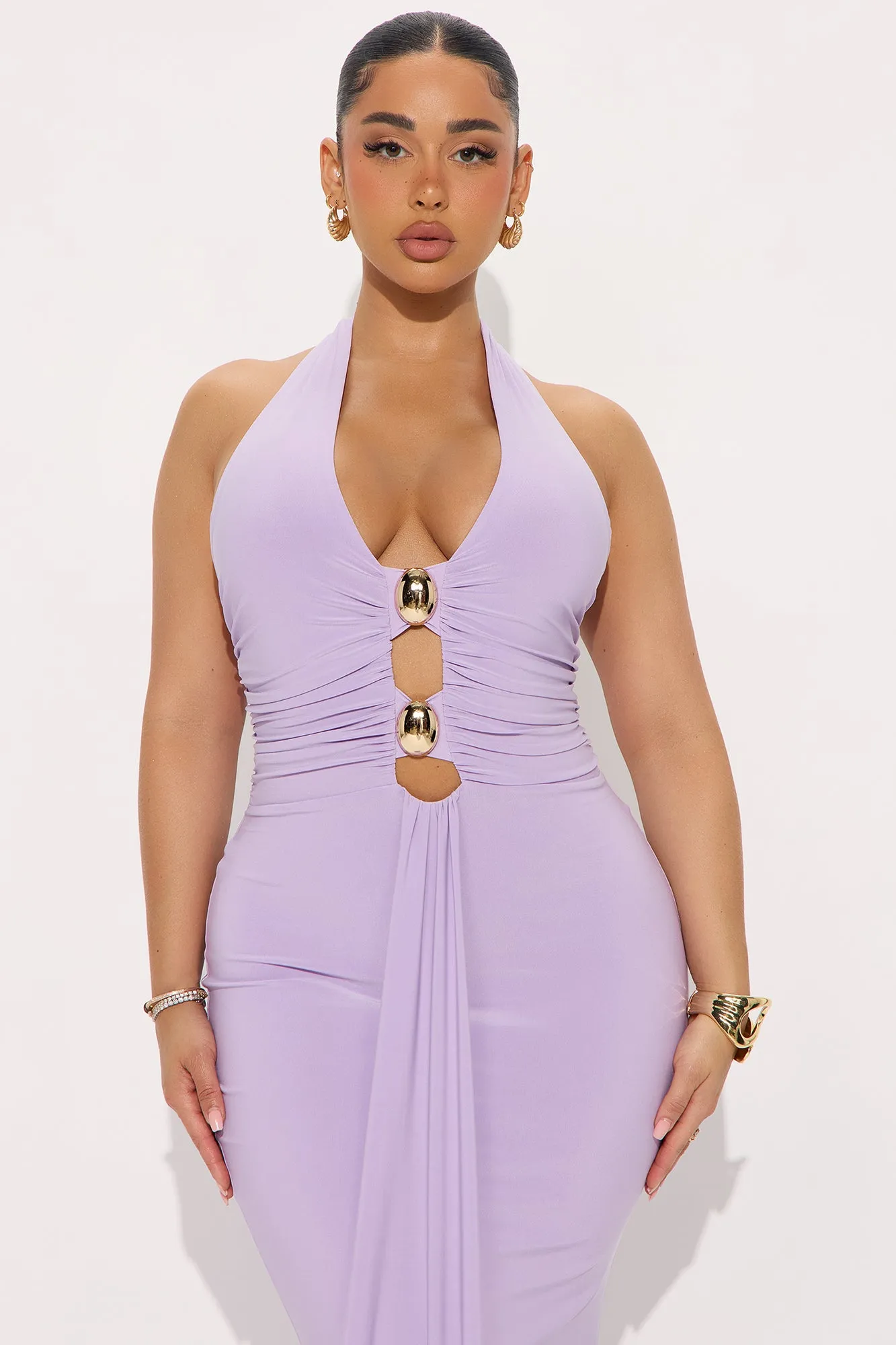 Alaia Draped Halter Maxi Dress - Lilac