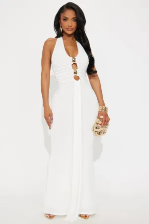 Alaia Draped Halter Maxi Dress - White