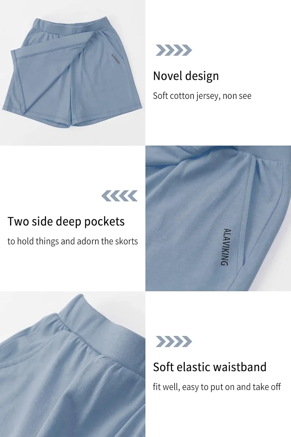 ALAVIKING Girls Athletic Skirt Cotton Active Tennis Skort Running Workout Skort Skirts Size 3-12 Years