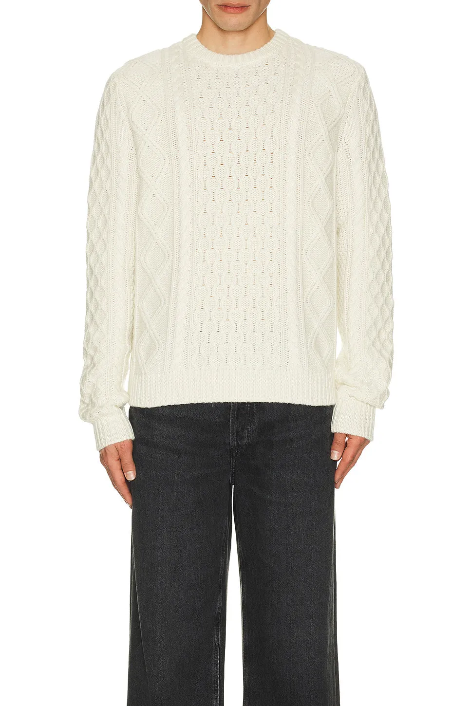 Allday Cable Crew Neck Sweater in Cashmere Blend