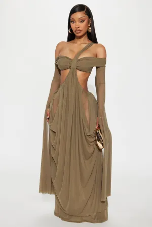 Alora Mesh Maxi Dress - Olive