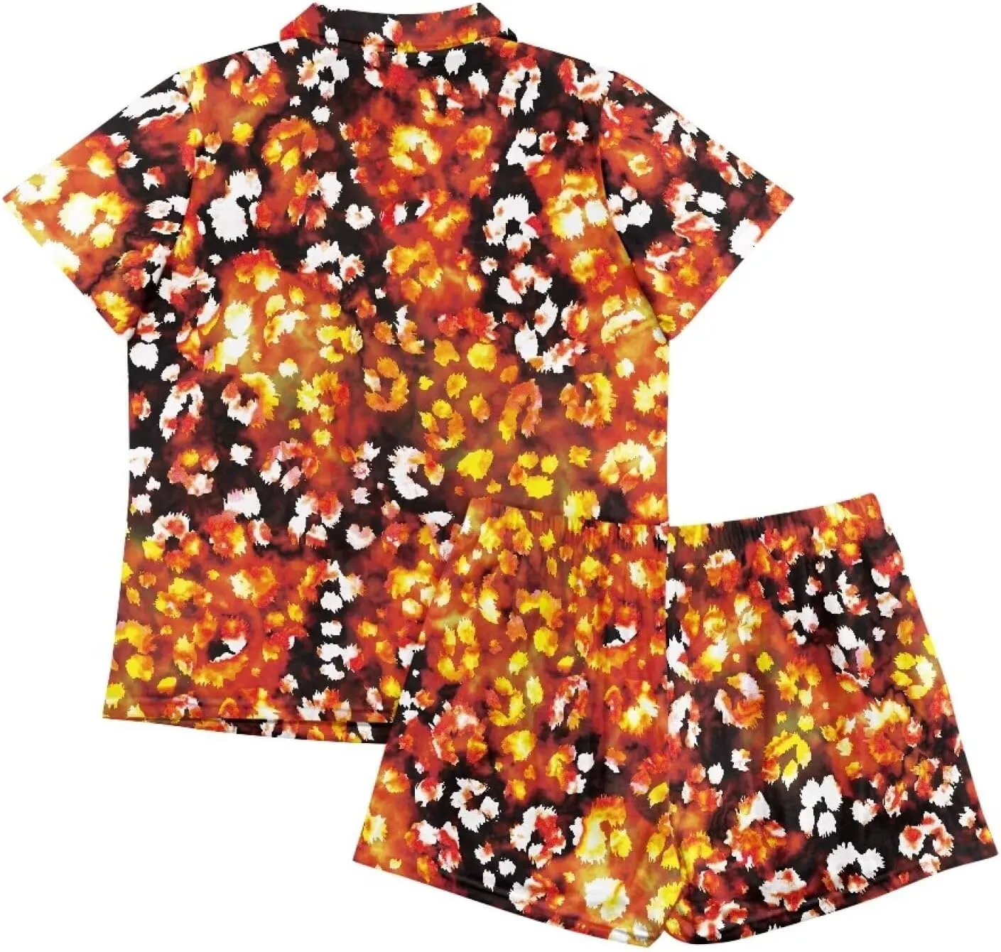 AmzPrint Women Short Pajama Set Black And White Cow Print Two Piece Pj Lounge Set Shirt And Pajamas Shorts Matching Sets