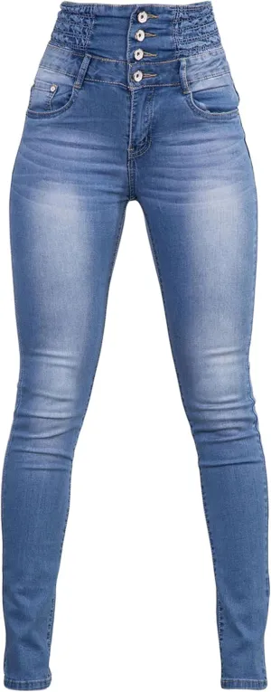 Andongnywell Flare Jeans Women High Rise Stretchy Skinny Jeans Butt Lifting Slim Fit Denim Pants Multiple Buttons Trouser