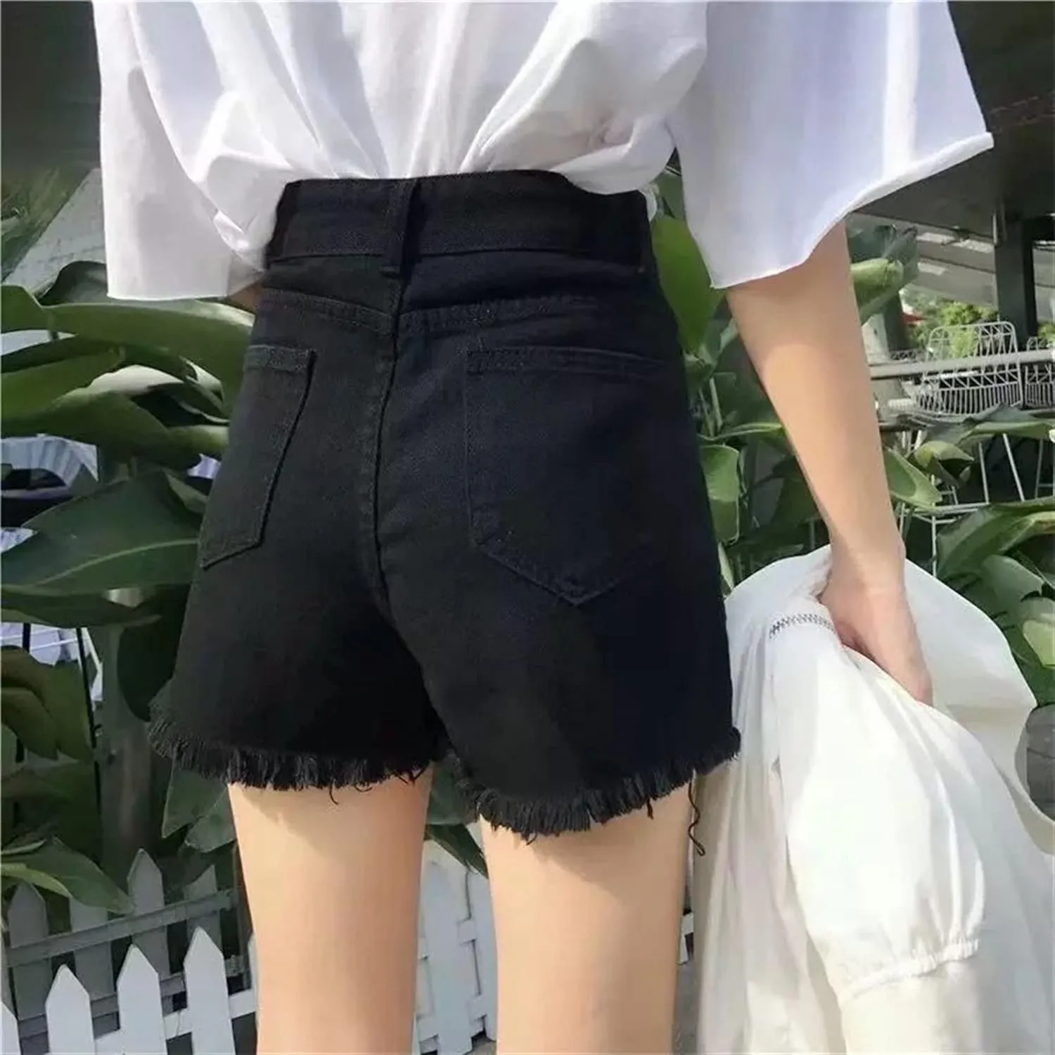 Andongnywell Women's High Waisted Button Front Denim Skort Asymmetrical Hem Skirt Shorts Adjustable Fork