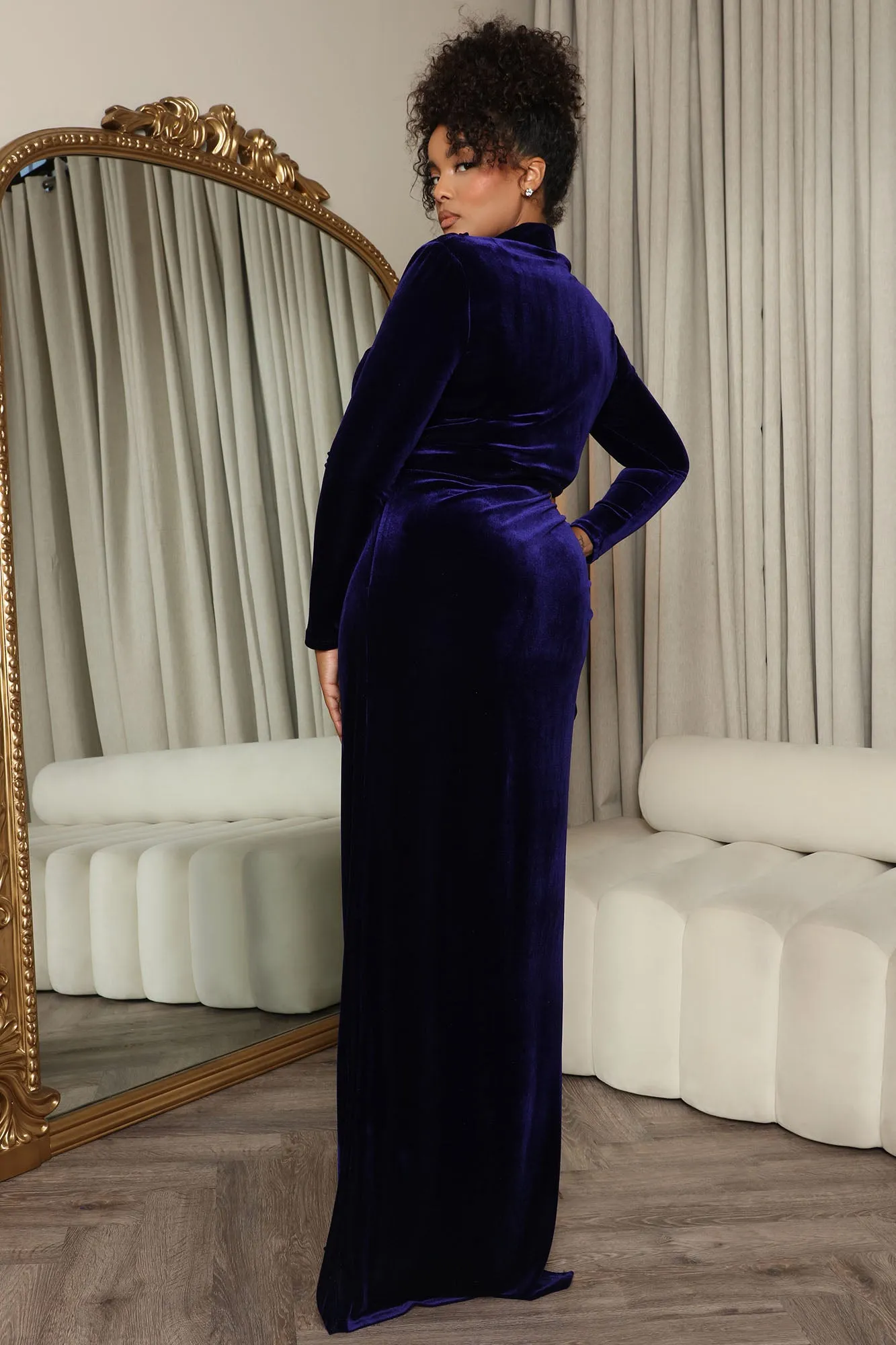 Angelina Velvet Maxi Dress - Indigo