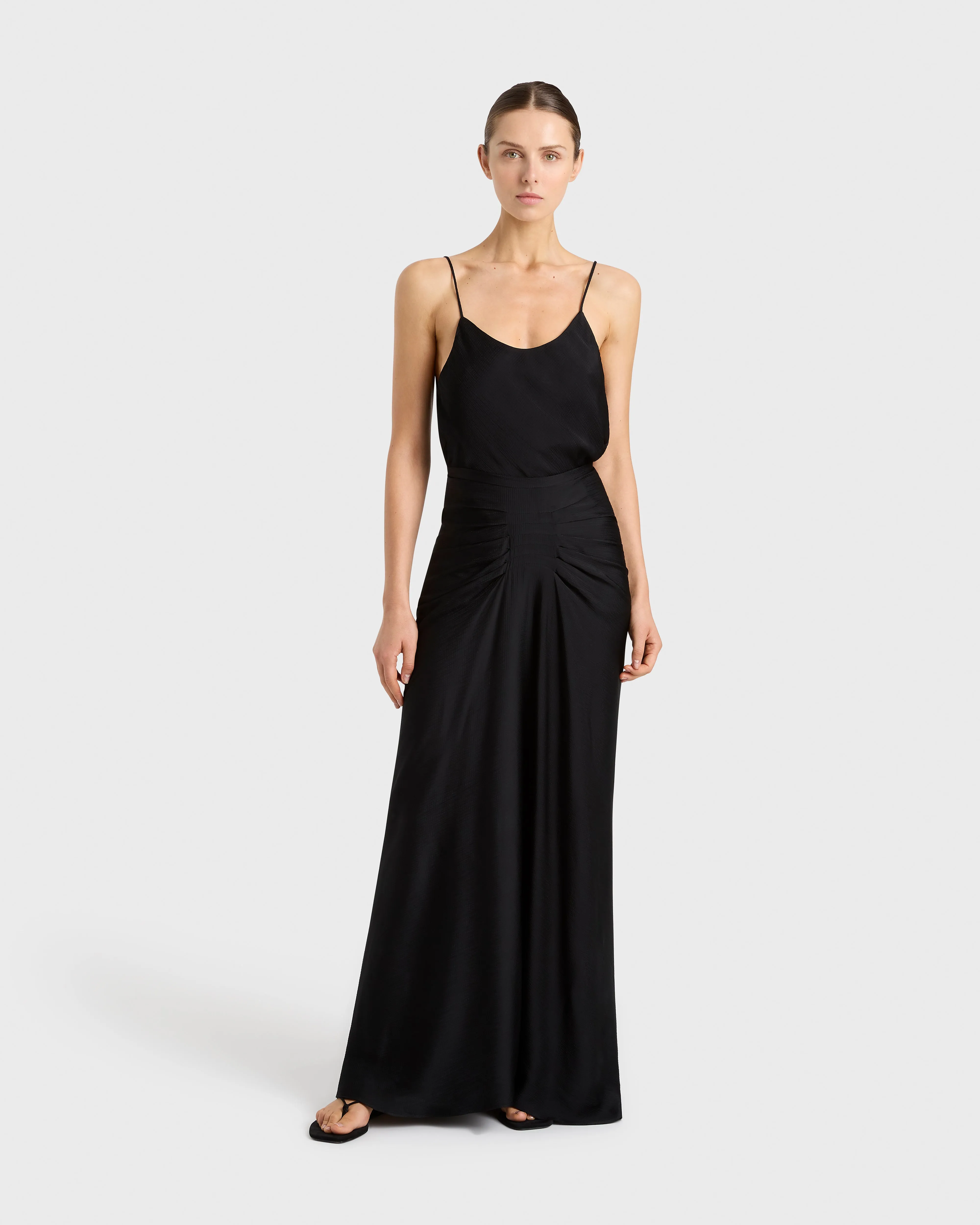 Ardea Tucked Maxi Skirt - Black
