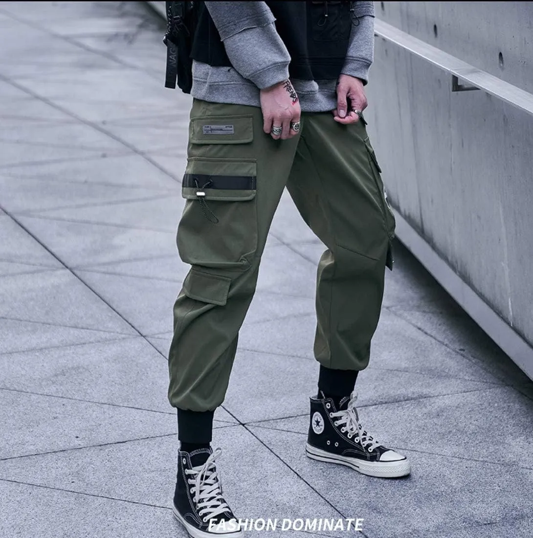 Astellarie Mens Jogger Pants Techwear Hip Hop Punk Harem Cargo Jogger Pant Streetwear Tactical Track Pants with Pocket