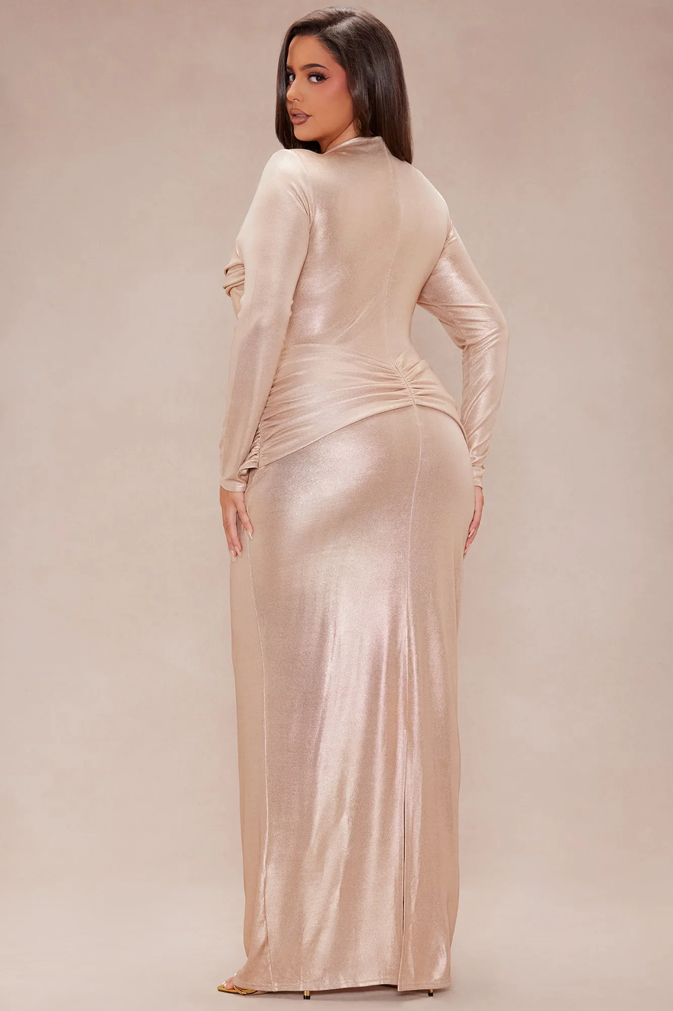 Athens Metallic Maxi Dress - Gold