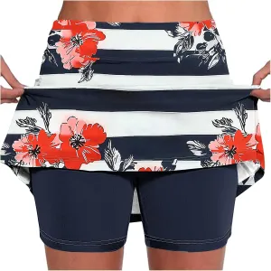Athletic Skirt with Shorts Womens Floral Print Tennis Skirts with Pocket High Waisted Tummy Control Golf Skort
