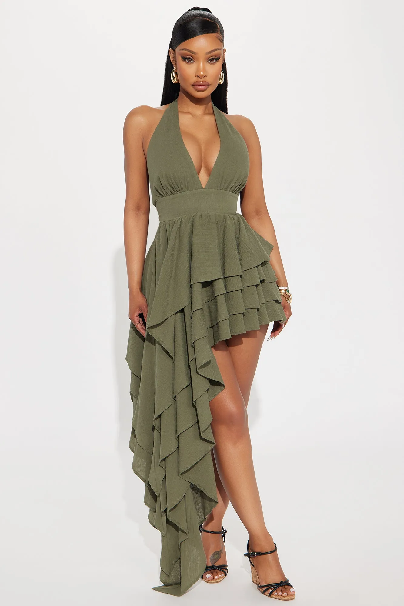 Aurelie Gauze Maxi Dress - Olive