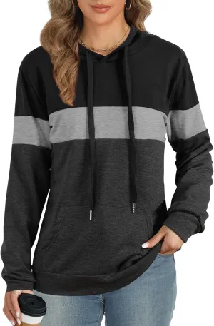 AURUZA Hoodies for Women with Pocket, Long Sleeve Sweatshirt Women Pullover, Causal Loose Fit Pullover Tunic Top Fall Clothes