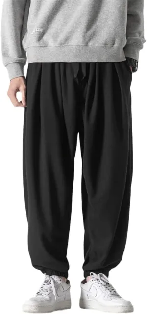 Autumn Men Waffle Harem Pants Drawstring Chinese Style Trousers Male Streetwear Hip Hop Oversized s1 XS
