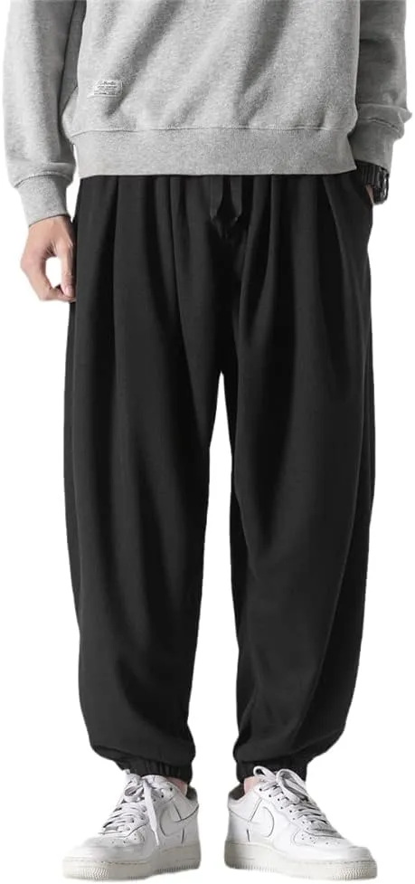 Autumn Men Waffle Harem Pants Drawstring Chinese Style Trousers Male Streetwear Hip Hop Oversized s1 XS