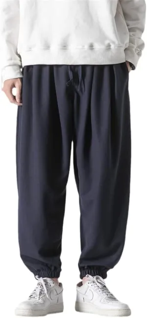 Autumn Men Waffle Harem Pants Drawstring Chinese Style Trousers Male Streetwear Hip Hop Oversized s2 XL