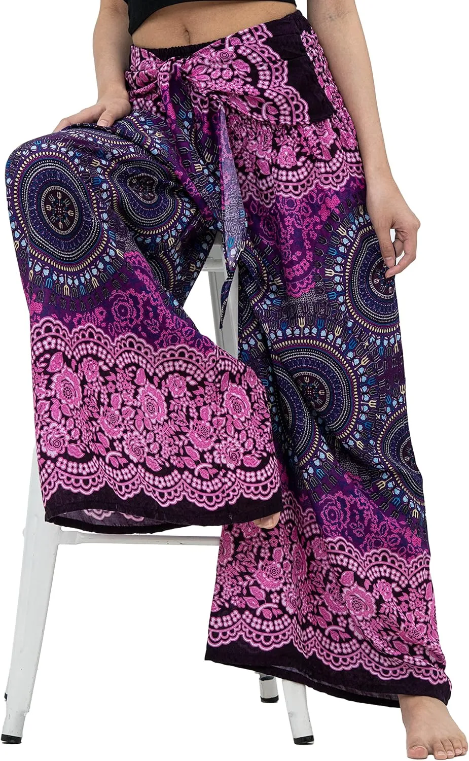 B BANGKOK PANTS Women's Boho Palazzo Pants Yoga Wide Leg Pants