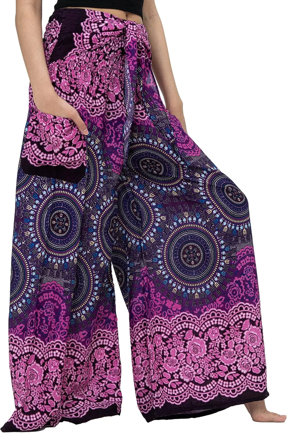 B BANGKOK PANTS Women's Boho Palazzo Pants Yoga Wide Leg Pants