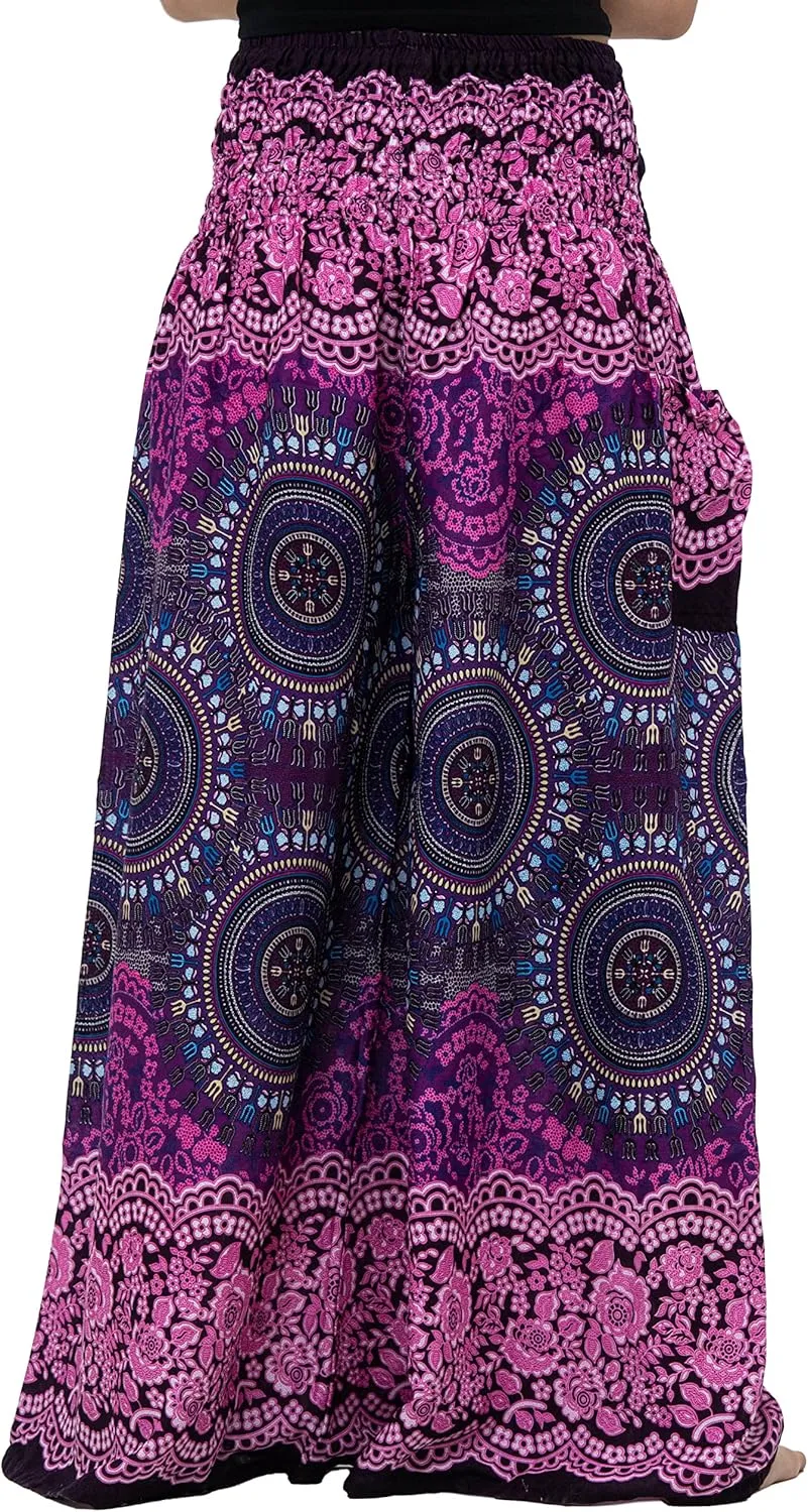 B BANGKOK PANTS Women's Boho Palazzo Pants Yoga Wide Leg Pants