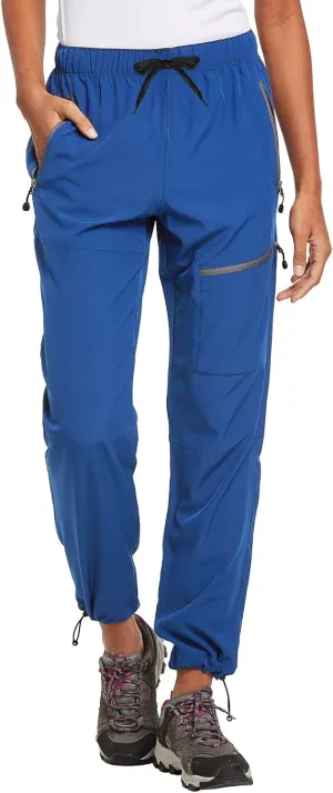 baleaf Cargo Pants for Women Petite Joggers Lightweight Quick Dry Pant Water Resistant 27'' Travel Workout Athletic Bayou Blue M