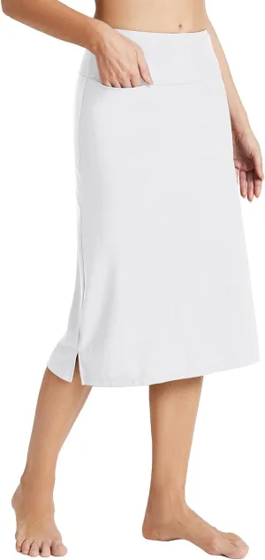baleaf Women's 28" Midi Length Long Swim Skirts with Legging Modest High Waisted Tankini Skirt Bottom UPF 50 
