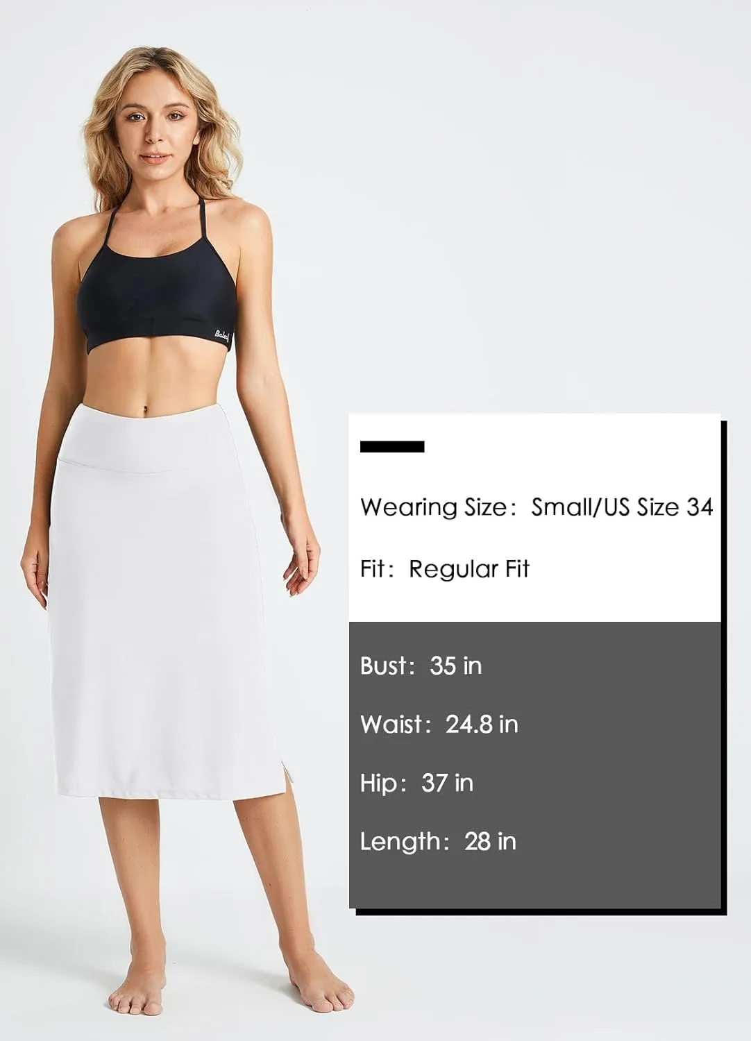 baleaf Women's 28" Midi Length Long Swim Skirts with Legging Modest High Waisted Tankini Skirt Bottom UPF 50 