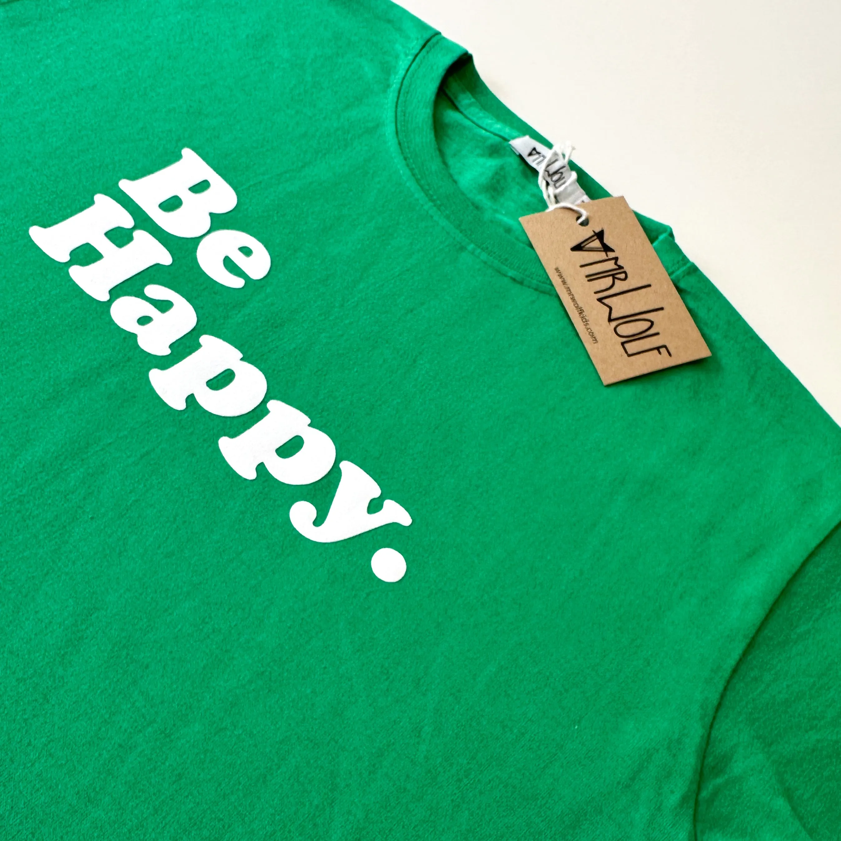 Be Happy Unisex Green Kids T-shirt