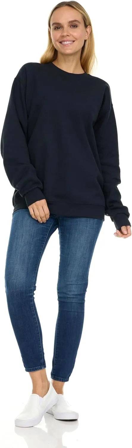 BILLIONHATS 6 Pack Womens Oversized Crew Neck Sweatshirt, Fleece Lined, Bulk Wholesale Sweatshirts for Charities & Events