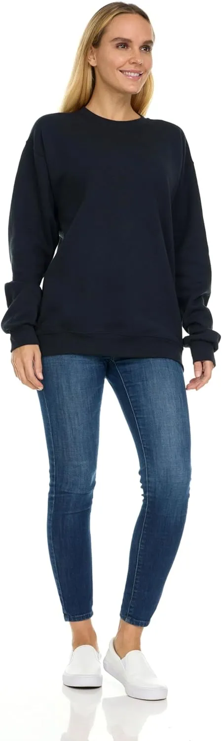 BILLIONHATS 6 Pack Womens Oversized Crew Neck Sweatshirt, Fleece Lined, Bulk Wholesale Sweatshirts for Charities & Events