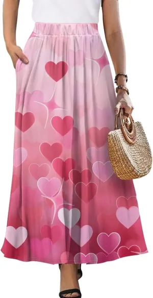 Biyejit Womens Skirt Midi Long Skirts High Waisted A Line Skirts Fall Skirts for Women Plus Size Swing Dress