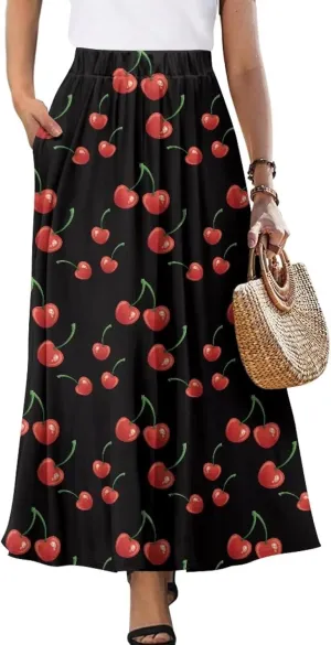 Biyejit Womens Skirt Midi Long Skirts High Waisted A Line Skirts Fall Skirts for Women Plus Size Swing Dress