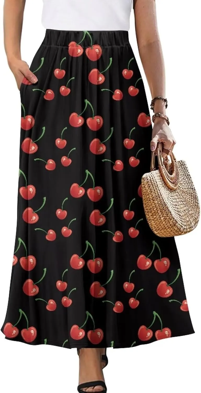 Biyejit Womens Skirt Midi Long Skirts High Waisted A Line Skirts Fall Skirts for Women Plus Size Swing Dress