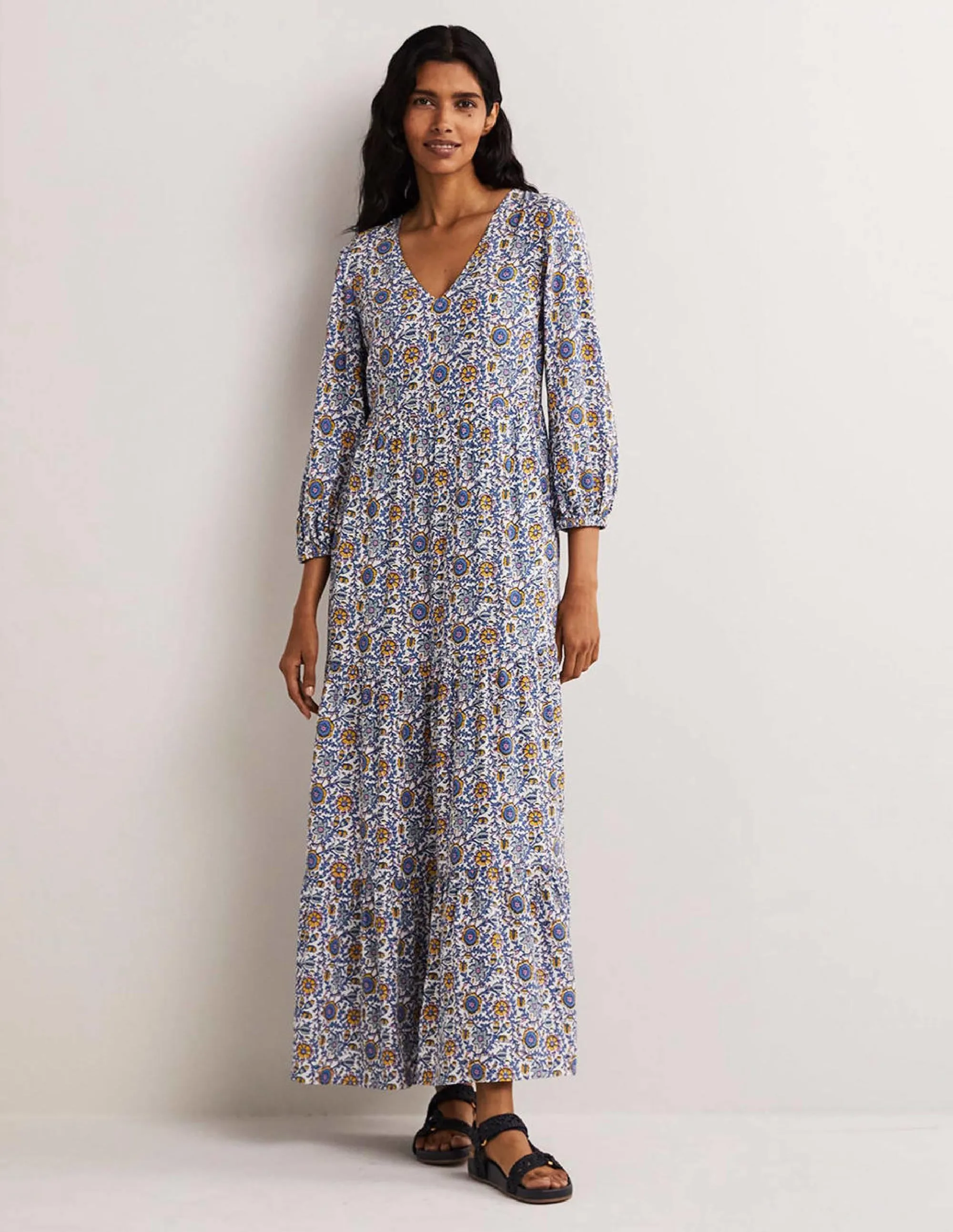 Blouson Sleeve Maxi Dress-Ivory, Enchanting Twig