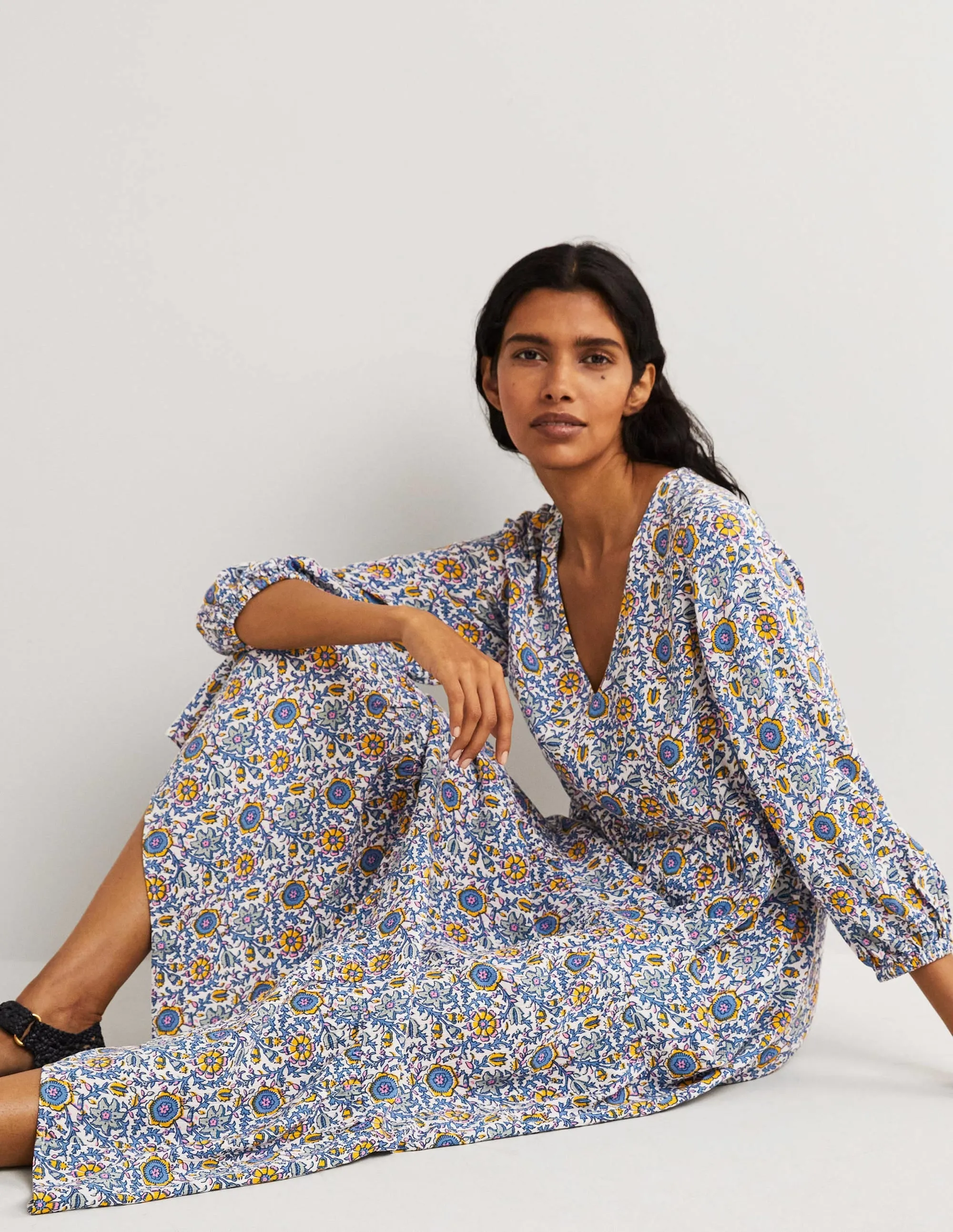 Blouson Sleeve Maxi Dress-Ivory, Enchanting Twig
