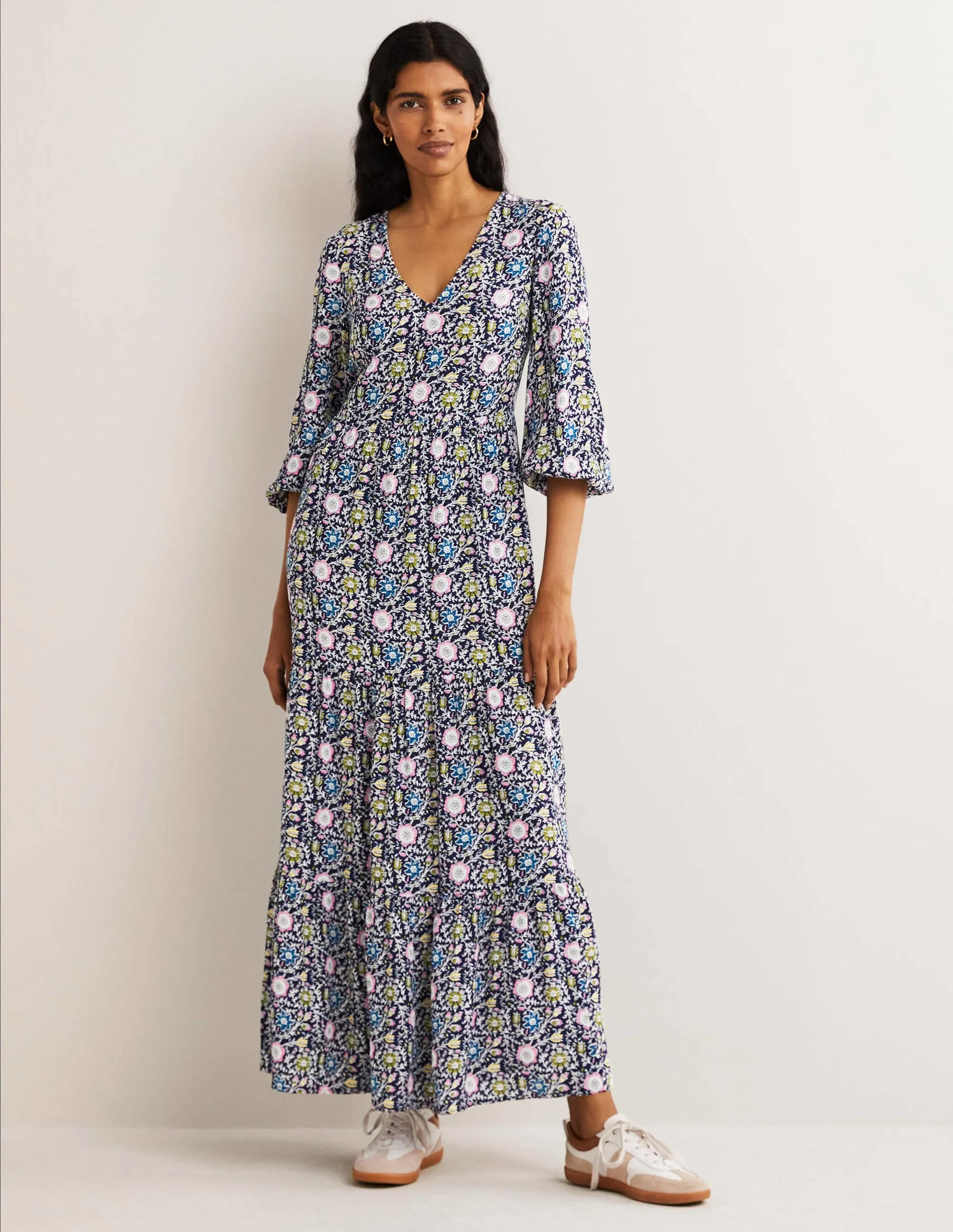Blouson Sleeve Maxi Dress-Navy, Enchanting Twig