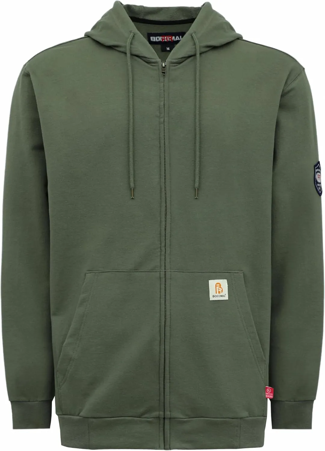 BOCOMAL FR Hoodies Zipper Front for Summer 7.5oz Lightweight Cotton Flame Resistant SweatshirtNon Fleece