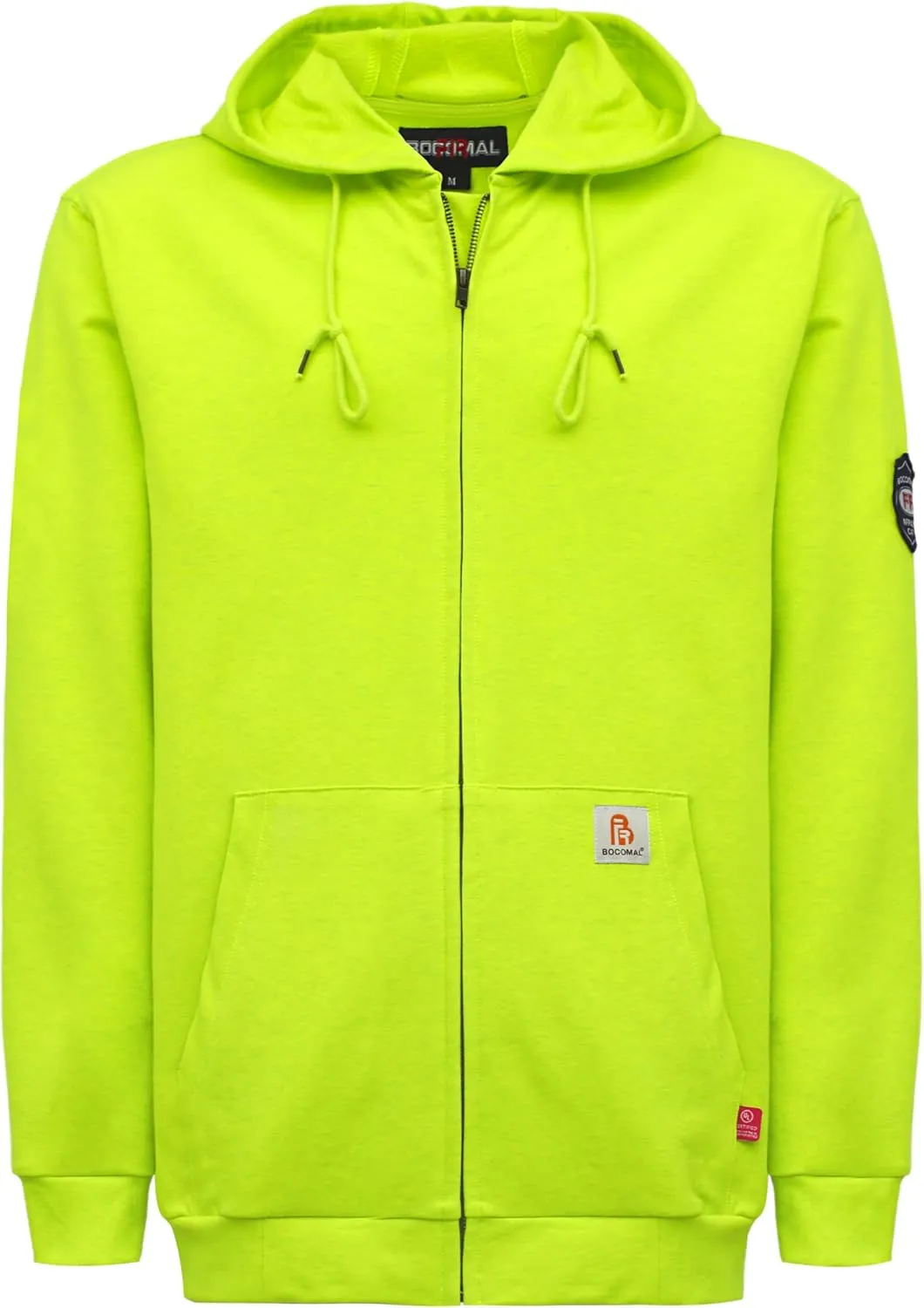 BOCOMAL FR Hoodies Zipper Front for Summer 7.5oz Lightweight Cotton Flame Resistant SweatshirtNon Fleece