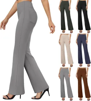 Bootcut Dress Pants for Women,High Waisted Straight Business Pant,Casual Work Trouser,Pull On Office Slacks with Pockets 2025