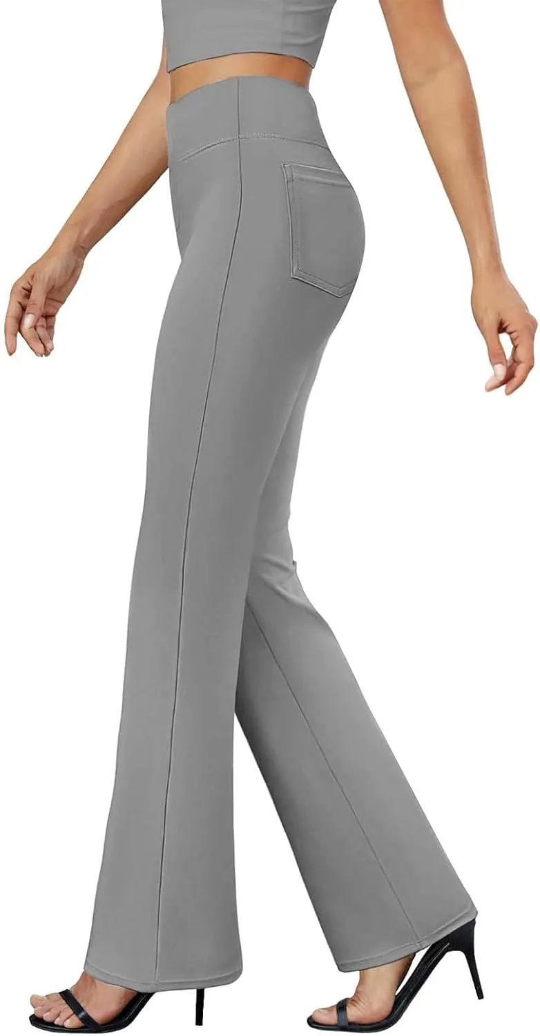 Bootcut Dress Pants for Women,High Waisted Straight Business Pant,Casual Work Trouser,Pull On Office Slacks with Pockets 2025
