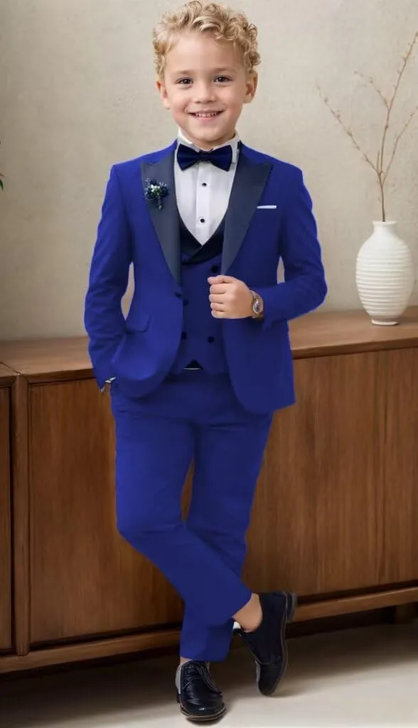 Boys Suit for Kids 3 Piece Slim Fit Formal First Communion Suit Toddler Wedding Ring Bearer Outfit