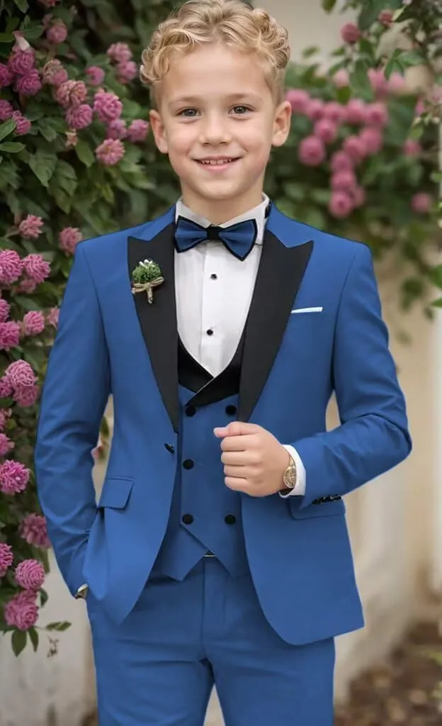 Boys Suit for Kids 3 Piece Slim Fit Formal First Communion Suit Toddler Wedding Ring Bearer Outfit