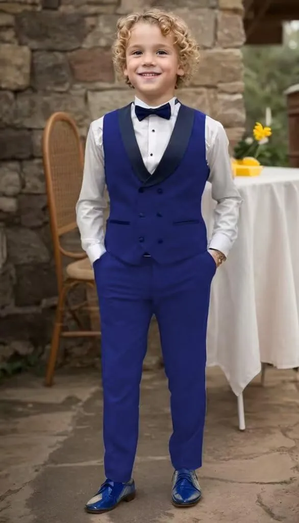 Boys Suit for Kids 3 Piece Slim Fit Formal First Communion Suit Toddler Wedding Ring Bearer Outfit