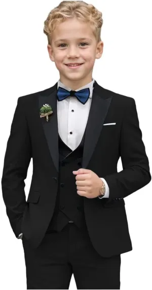 Boys Suit for Kids 3 Piece Slim Fit Formal First Communion Suit Toddler Wedding Ring Bearer Outfit