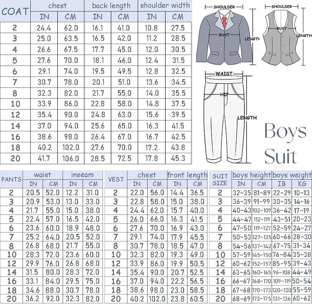 Boys Suit for Kids 3 Piece Slim Fit Formal First Communion Suit Toddler Wedding Ring Bearer Outfit