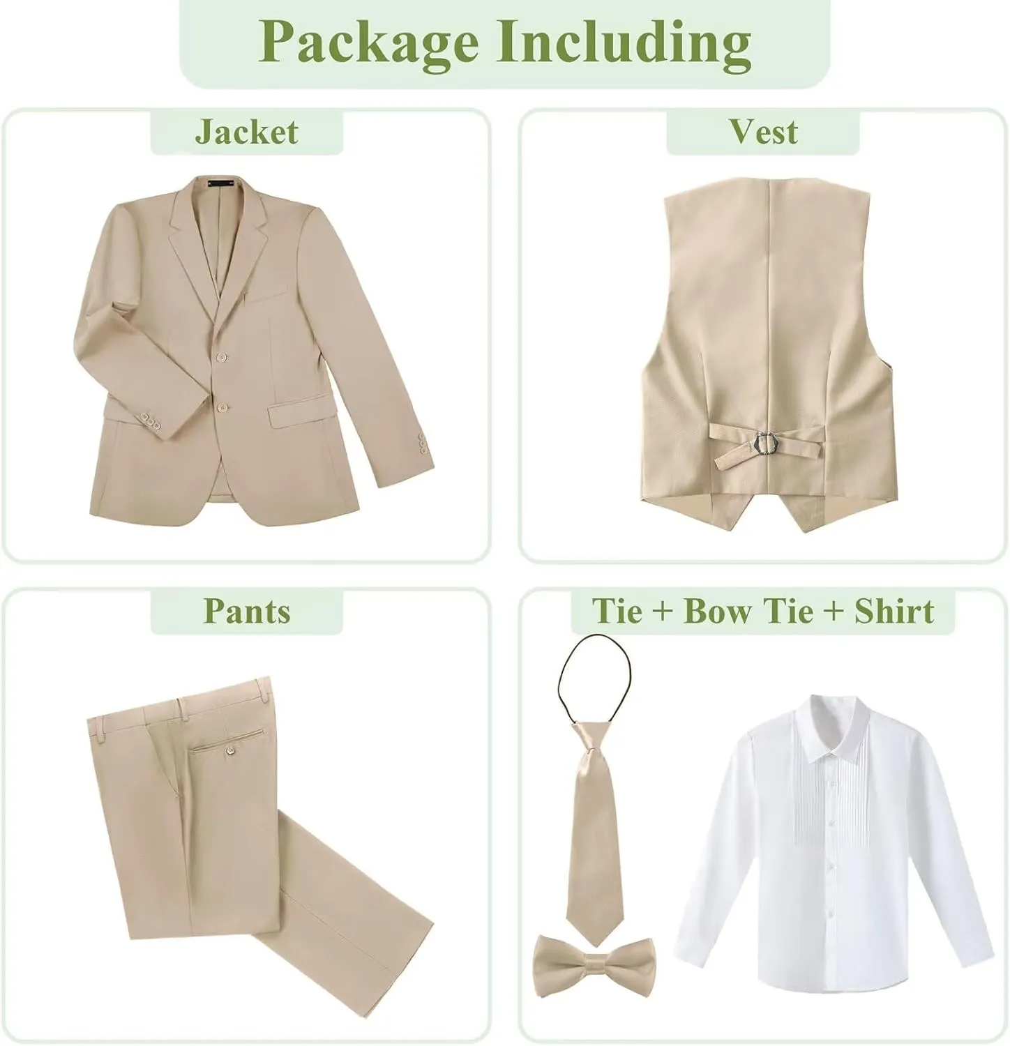 Boys Suit for Kids 6 Pieces Formal Dresswear Set Teen Boys Tuxedo Suits for Wedding Graduation
